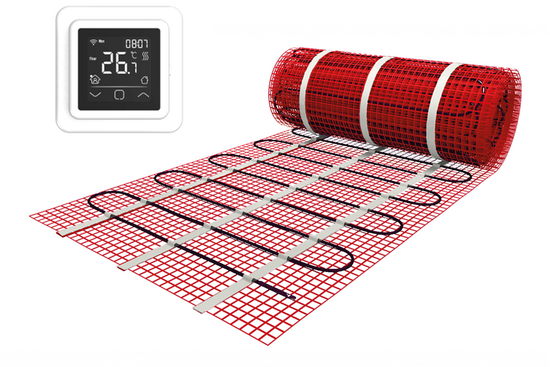 Verwarmingsmat Set 10 m² / 1500 Watt Set met C16-thermostaat | Wit - afb. 1