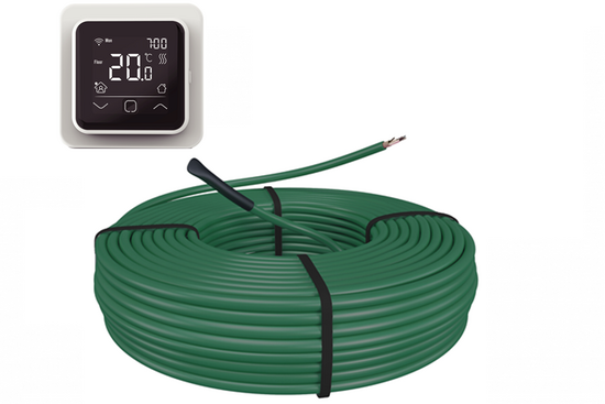 e-HEAT Cable Set 100 m / 1700 Watt Set met C16-thermostaat | Wit - afb. 1