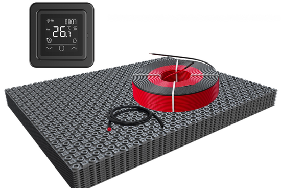 DECO-ontkoppelingsmat Professional WiFi Set 1,5m² / 225 Watt Set met C16-thermostaat | Zwart (inbouw) - afb. 1