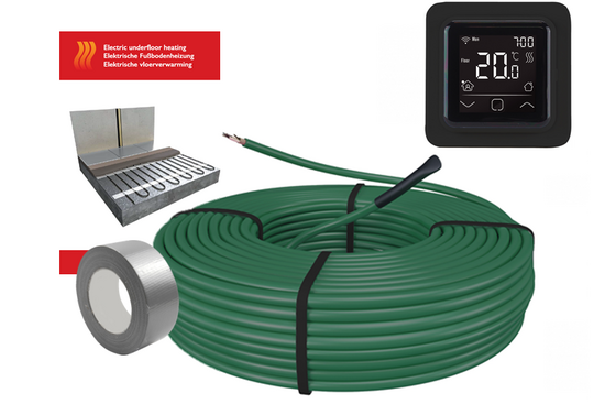 e-HEAT Cable Set 123,5 m / 2100 Watt Set met C16-thermostaat | Zwart - afb. 2