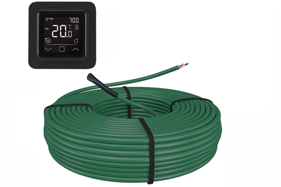 e-HEAT Cable Set 41,2 m / 700 Watt Set met C16-thermostaat | Zwart - afb. 1