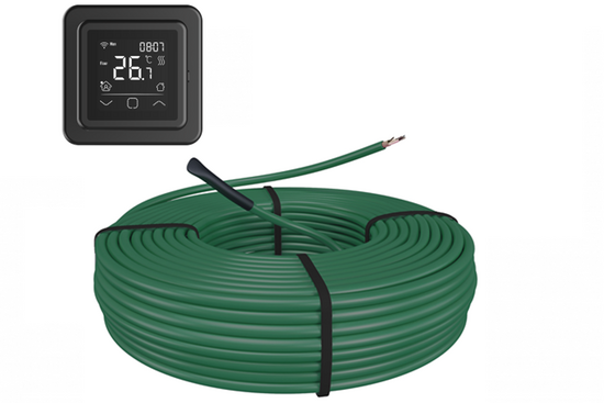 e-HEAT Cable Set 41,2 m / 700 Watt Set met C16-thermostaat | Zwart - afb. 1
