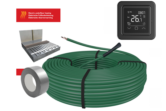 e-HEAT Cable Set 41,2 m / 700 Watt Set met C16-thermostaat | Zwart - afb. 2