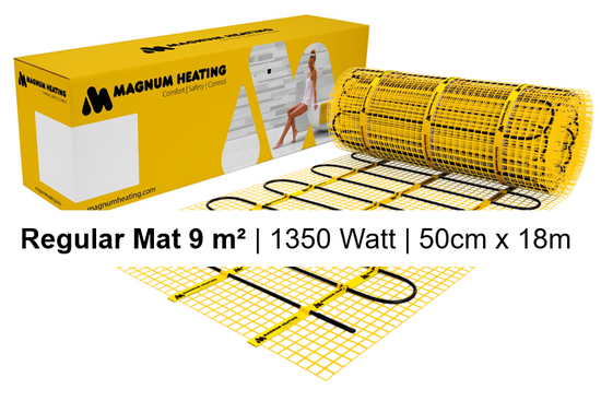 MAGNUM Mat Set met Thermostaat in Zwart Mat 9,00 m² | 1350 Watt - afb. 2