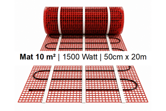 e-HEAT Mat Set met zwarte ET44-thermostaat 10,00 m² / 1500 Watt - afb. 2