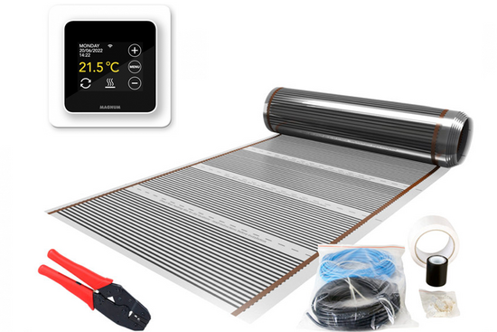 Verwarming Folie Set 15 m² / 1800 Watt Set met MRC-thermostaat | Wit - afb. 1