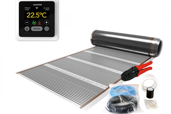 Verwarming Folie Set 5 m² / 600 Watt Set met MRC-thermostaat | Wit - afb. 1