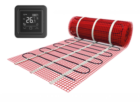 Verwarmingsmat Set 10 m² / 1500 Watt Set met C16-thermostaat | Zwart