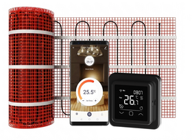 Verwarmingsmat Set Professional WiFi 1m² / 150 Watt Set met C16-thermostaat | Zwart (inbouw)