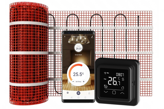 Verwarmingsmat Set Professional WiFi 2 m² / 300 Watt Set met C16-thermostaat | Zwart (inbouw) - afb. 1