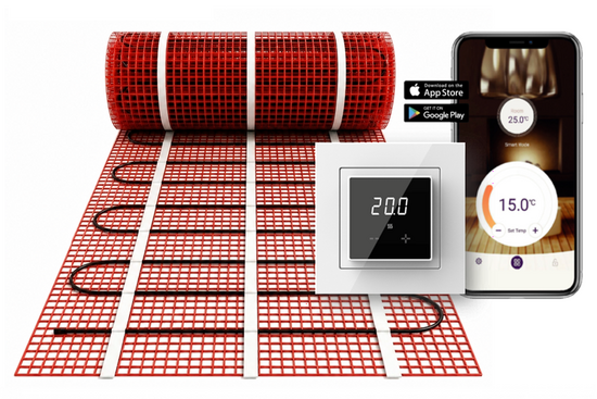 Verwarmingsmat Set Basic WiFi 3,5 m² / 525 Watt Set met ET44-thermostaat | Wit (inbouw) - afb. 1