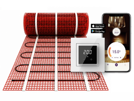 Verwarmingsmat Set Basic WiFi 4 m² / 600 Watt Set met ET44-thermostaat | Wit (inbouw)