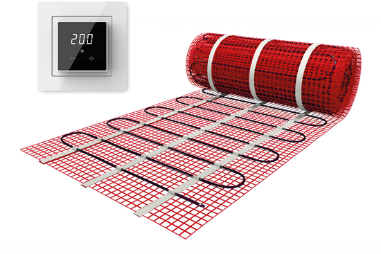 Verwarmingsmat Set 5 m² / 750 Watt Set met ET44-thermostaat | Wit (inbouw) - afb. 1