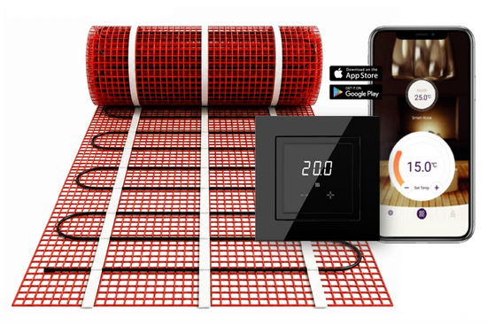 Verwarmingsmat Set Basic WiFi 3 m² / 450 Watt Set met ET44-thermostaat | Zwart (inbouw) - afb. 1