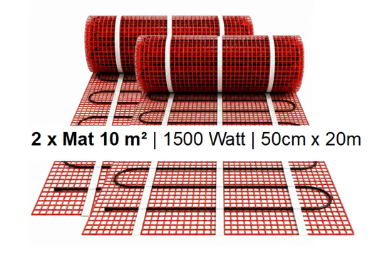 e-HEAT Mat Set met witte C16-thermostaat 20,00 m² / 3000 Watt - afb. 2