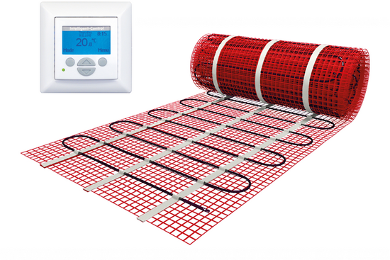Vloerverwarmingsmat Set 1m² / 150 Watt Set met MIC-klokthermostaat | Wit - afb. 1