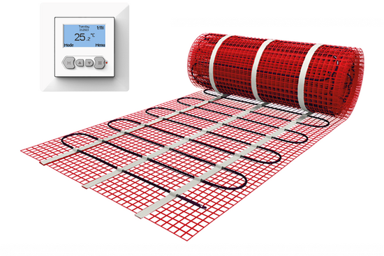 Vloerverwarmingsmat Set Comfort 1m² / 150 Watt Set met MIC-klokthermostaat | Wit - afb. 1