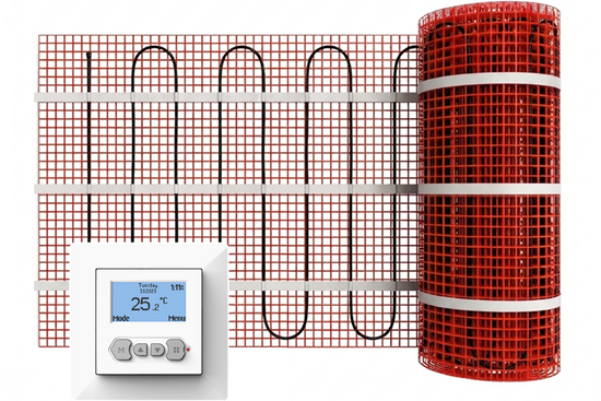 Vloerverwarmingsmat Set Comfort 2,5 m² / 375 Watt Set met MIC-klokthermostaat | Wit - afb. 1