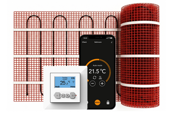 Vloerverwarmingsmat Set Comfort 5 m² / 750 Watt Set met MIC² WiFi-thermostaat | Wit Wit - afb. 1